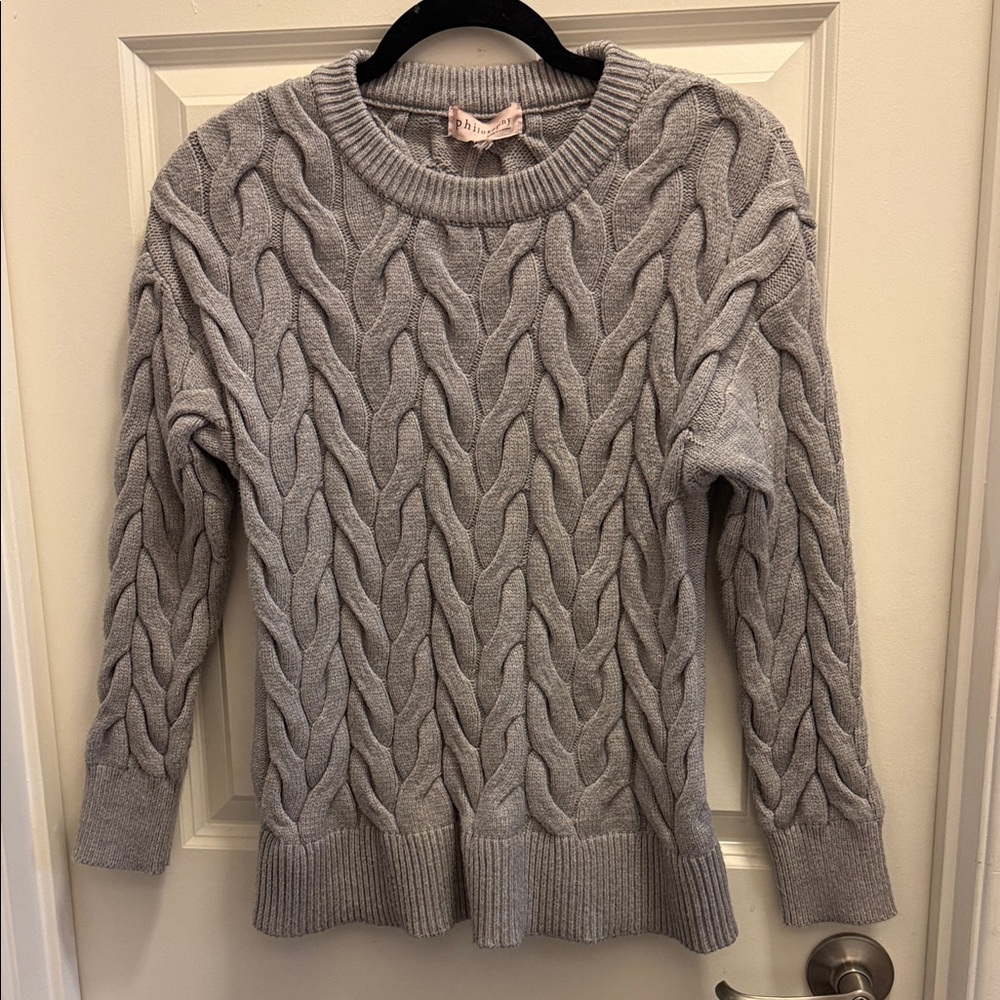 Philosophy Light Gray Cable Knit Sweater